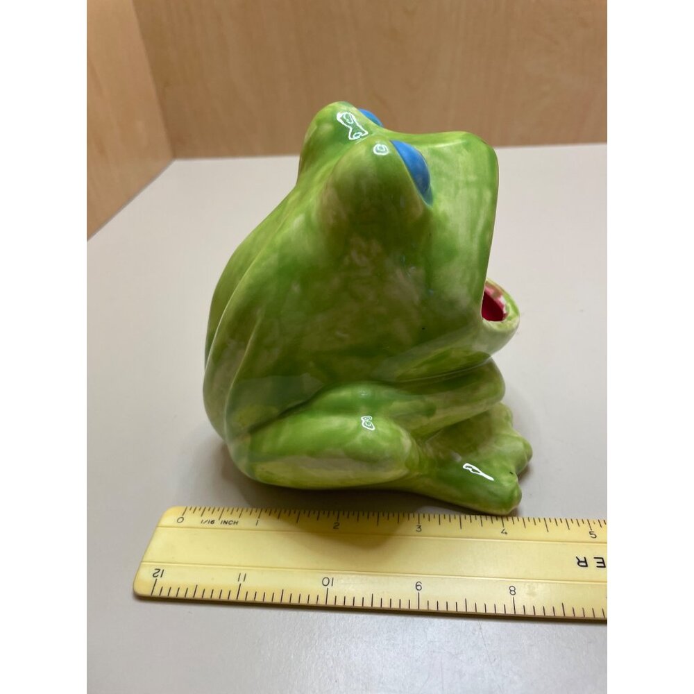 VTG Ceramic Frog Scrubbie Holder Sponge Caddy Soap Dish Figural Frog - Picture 10 of 10